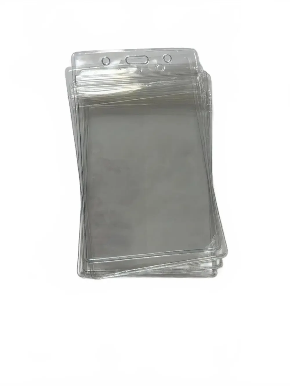 Clear Plastic Badge Holder Sleeve - Transparent, Durable, Multi-Hole 5 Pack